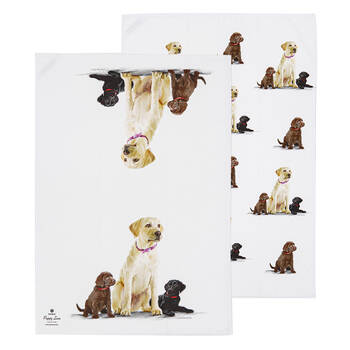 2pc Ashdene Puppy Love Labrador Kitchen Tea Towel 50x70cm - White