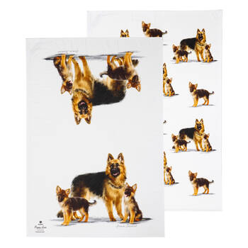 2pc Ashdene Puppy Love German Shepherd Kitchen Tea Towel 50x70cm - White