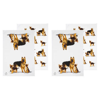 2x 2pc Ashdene Puppy Love German Shepherd Kitchen Tea Towel 50x70cm - White