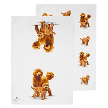 2pc Ashdene Puppy Love Groodle Kitchen Tea Towel 50x70cm - White