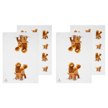 2x 2pc Ashdene Puppy Love Groodle Kitchen Tea Towel 50x70cm - White