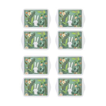 4x 2pc Ashdene Playful Bunnies Green Garden Scatter Tray Serveware Set