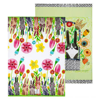 2pc Ashdene Playful Bunnies Kitchen Towel Cloth 50x70cm