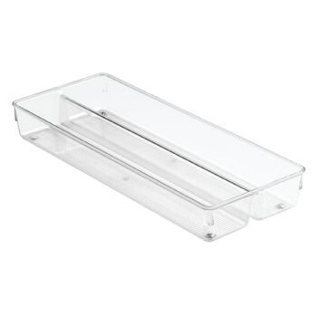 iDesign Linus 38.1x15.2cm Twin Drawer Organiser Storage - Clear