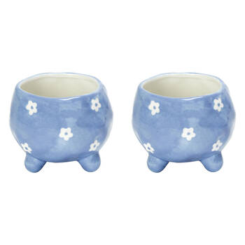 2PK Annabel Trends Ceramic Planter Flower Pot 8.5x10cm - Daisy Blue