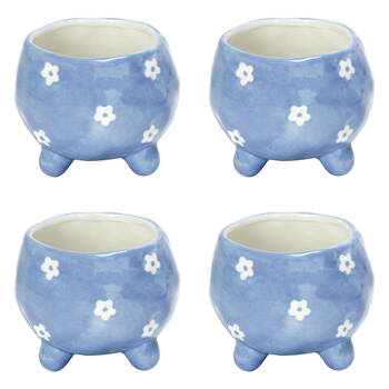 4PK Annabel Trends Ceramic Planter Flower Pot 8.5x10cm - Daisy Blue