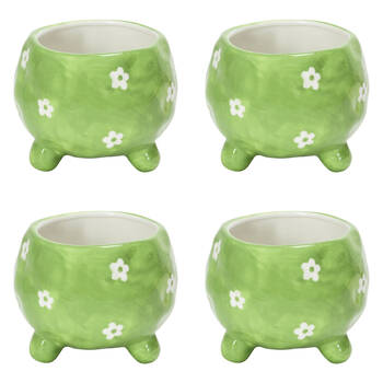 4PK Annabel Trends Ceramic Planter Flower Pot 8.5x10cm - Daisy Green