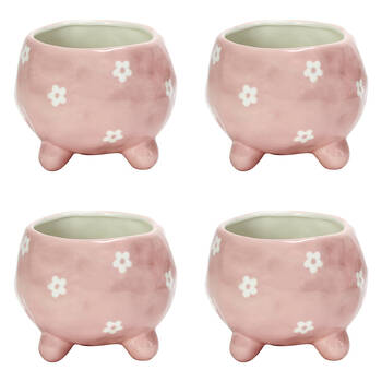 4PK Annabel Trends Ceramic Planter Flower Pot 8.5x10cm - Daisy Pink
