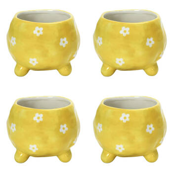 4PK Annabel Trends Ceramic Planter Flower Pot 8.5x10cm - Daisy Yellow