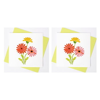 2PK Boyle Handmade Paper 15x15cm Quilled Greeting Card Gerberas