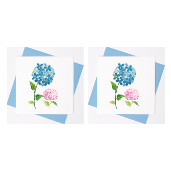 2PK Boyle Handmade Paper 15x15cm Quilled Greeting Card Hydrangeas Pink and Blue