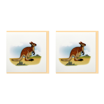 2PK Boyle Handmade Paper 15x15cm Quilled Greeting Card Kangaroo