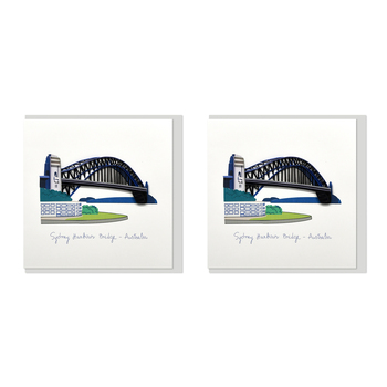 2PK Boyle Handmade Paper 15x15cm Quilled Greeting Card Sydney Harbour Bridge