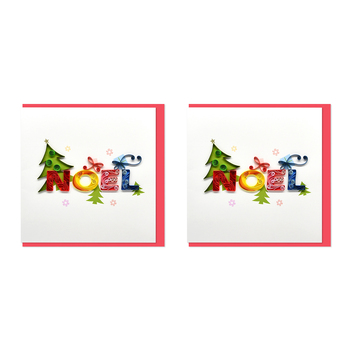 2PK Boyle Handmade Paper 15x15cm Quilled Greeting Card Noel