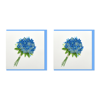 2PK Boyle Handmade Paper 15x15cm Quilled Greeting Card Blue Hydrangea Bunch