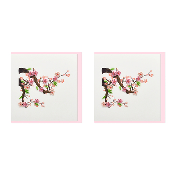 2PK Boyle Handmade Paper 15x15cm Quilled Greeting Card Blossom Branch