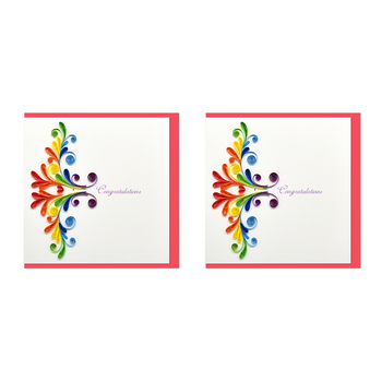 2PK Boyle Handmade Paper 15x15cm Quilled Greeting Card Congratulations