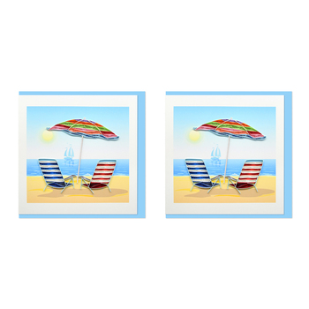 2PK Boyle Handmade Paper 15x15cm Quilled Greeting Card Beach Chairs