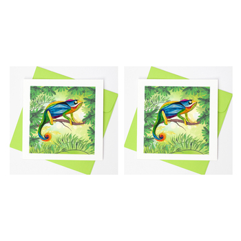 2PK Boyle Handmade Paper 15x15cm Quilled Greeting Card Chameleon 