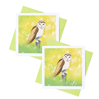 2PK Boyle Quilled 15cm Greeting Card Night Owl - Yellow