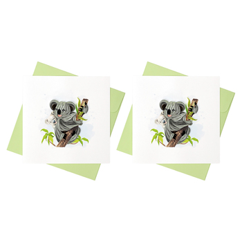 2PK Boyle Quilled Handmade 15cm Koala Greeting Card - Green