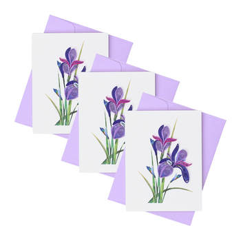 3PK Boyle Quilled 8.5cm Greeting Card Irises - Purple