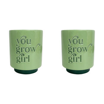 2PK Annabel Trends Ceramic Planter Flower Pot Decor 17cm - Grow Girl