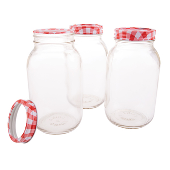 4pc Appetito 1L Mason Preserving Jars Home/Kitchen Organiser
