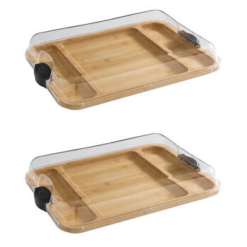 2PK Farberware Build-a-Board Bamboo Rectangular Board, 30.5x40.5cm Brown/Clear