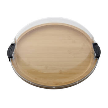 Farberware Build-a-Board Bamboo Round Snacking Board, 35.5cm Brown/Clear