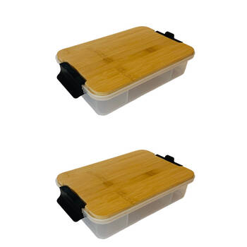 2PK Farberware SnackleBox Bamboo Storage Board and Box, 20x32cm Brown/Clear