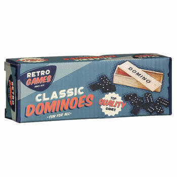 Gibson Gifts Retro Dominoes w/ Wooden Box Kids/Family Board Game Set
