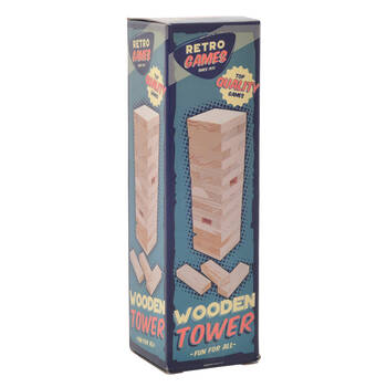Gibson Gifts Retro Wooden Tower Kids/Family Board Game Set