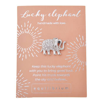 Gibson Gifts Equilibrium Silver Pin/Brooch - Lucky Elephant