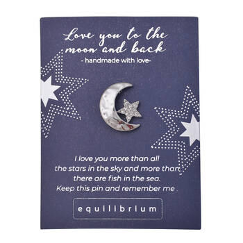 Gibson Gifts Equilibrium Silver Pin/Brooch - Love You Moon & Back