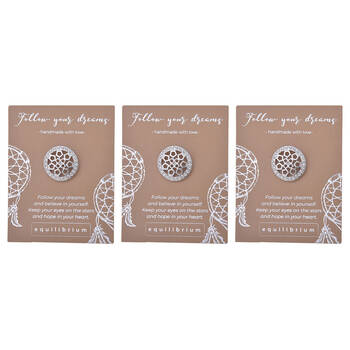 3PK Gibson Gifts Equilibrium Silver Pin/Brooch - Follow Ur Dreams