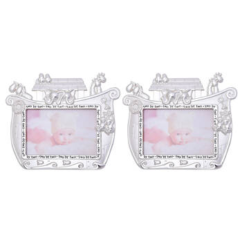 2PK Gibson Gifts Silver Noahs Ark Photo Frame 6x4'' - Silver