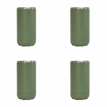 4PK Annabel Trends 14.5cm Stainless Steel Can Cooler Skinny - Khaki