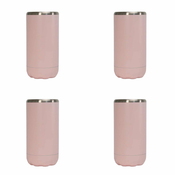 4PK Annabel Trends 14.5cm Stainless Steel Can Cooler Skinny - Pink
