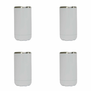 4PK Annabel Trends 14.5cm Stainless Steel Can Cooler Skinny - White