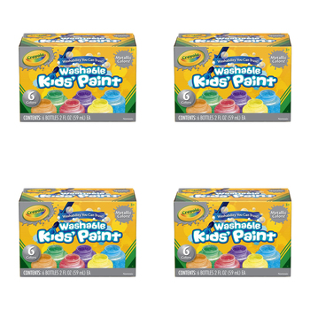 24pc Crayola Non-Toxic 59ml Washable Colours Paint For Kids 3+ - Metallic
