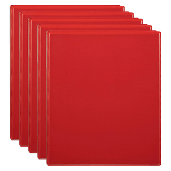 5PK Marbig Clearview 2 D-Ring Insert Binder A4 File Organiser 25mm - Red
