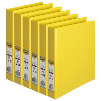 6PK Marbig PP Clearview 2 D-Ring 25mm A4 Insert Binder File Organiser - Yellow