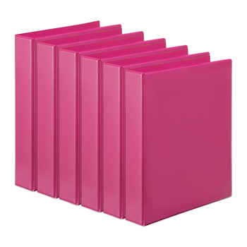 6PK Marbig PP Clearview 2 D-Ring 25mm A4 Insert Binder File Organiser - Pink
