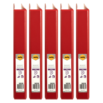 5PK Marbig Clearview 3 D-Ring Insert Binder A4 File Organiser 25mm - Red