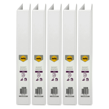 5PK Marbig Clearview 3 D-Ring Insert Binder A4 File Organiser 25mm - White