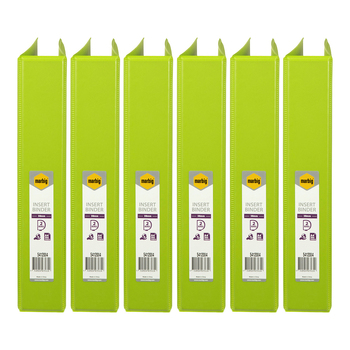 6PK Marbig PP Clearview 2 D-Ring 38mm A4 Insert Binder File Organiser - Lime