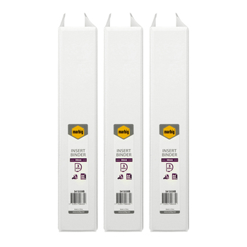 3PK Marbig Clearview 3 D-Ring Insert Binder A4 File Organiser 38mm - White