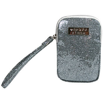 Wicked Sista Glitter Multi Purpose Flat Purse w/ Wristlet - Silver