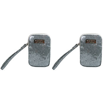 2PK Wicked Sista Glitter Multi Purpose Flat Purse w/ Wristlet - Silver